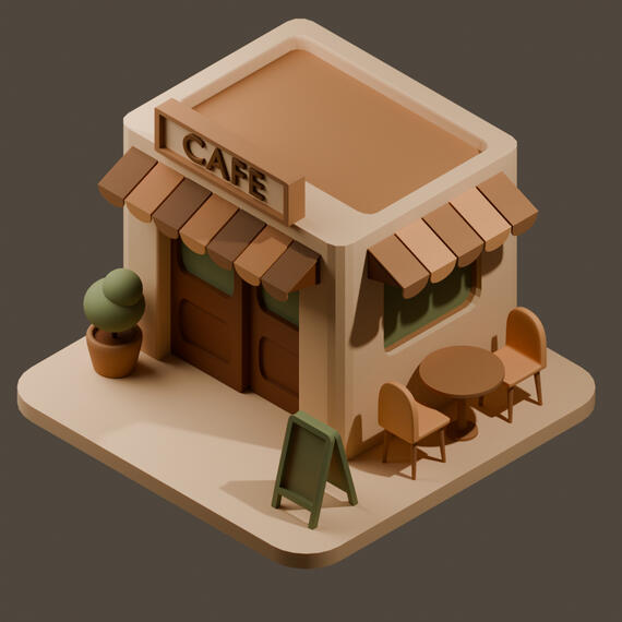 Café Scene | 3D Study